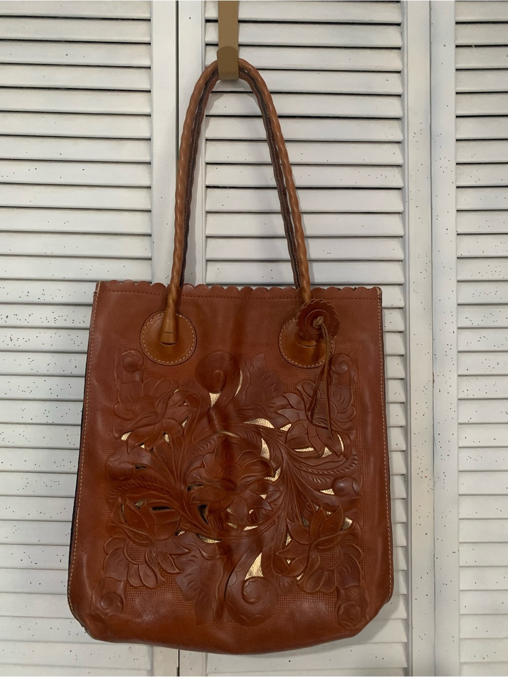 Patricia Nash Cavo Tooled Leather Floral Cut Out Tote Bag Large